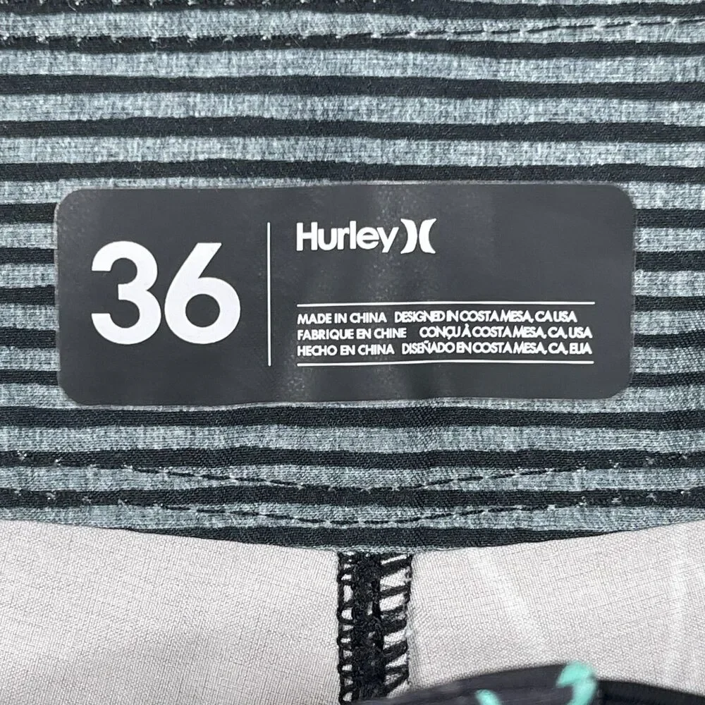 Hurley Board Shorts Men 36 Black‎ Phantom Floral Swim Trunks Drawstring Pocket